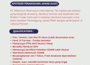 Lowongan Kerja Apoteker Penanggung Jawab Alkes PT Millennium Pharmacon International Tbk di Manado 2025