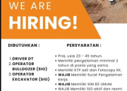 Lowongan Kerja Driver DT, Operator Bulldozer, dan Operator Excavator – Dingchang Group Weda Bay (IWIP), Maluku