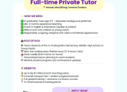 Lowongan Kerja Full-time Private Tutor HomeRun Learning Manado