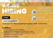 Lowongan Kerja Operator Excavator – Penempatan Bolaang Mongondow