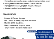 Lowongan Kerja Account Executive Manado PT Etos Indonusa Manado