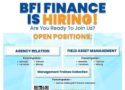 Lowongan Kerja BFI FINANCE Terbaru 2025: Agency Relation, Field Asset Management, dan Management Trainee Collection