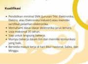 Lowongan Kerja Teknisi Elektronika di Manado (Penempatan Megamall)