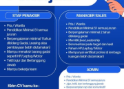 Lowongan Kerja Pusat Gadai Manado: Dicari Staf Penaksir, Manager Sales, dan Admin