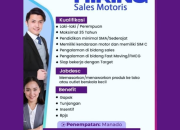 Lowongan Kerja Sales Motoris Permata Indonesia Penempatan Manado – Cek Kualifikasinya!