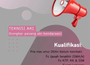 Lowongan Kerja Teknisi Aki di Toko Aki Sudan Manado 2024