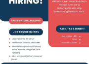 Lowongan Kerja Sales Material Building di Manado (Gaji di Atas UMK!)