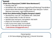 Lowongan Kerja Guru Full Time di Manado: Sunny Glow Montessori & Sugaku Sempoa