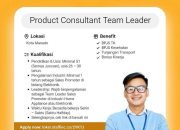 Lowongan Kerja Manado Posisi Product Consultant Team Leader 2026