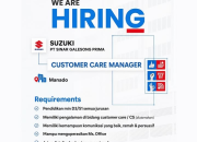 Lowongan Kerja Customer Care Manager Suzuki (PT Sinar Galesong Prima) Penempatan Manado