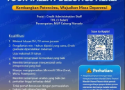 Lowongan Kerja Credit Administration Staff Mandiri Utama Finance (MUF) Cabang Manado