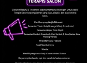 Lowongan Kerja Terapis Salon Berpengalaman di Corazon Beauty & Treatment