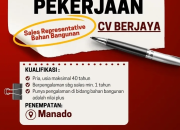 Lowongan Kerja Sales Representative Bahan Bangunan CV Berjaya (Penempatan Manado)